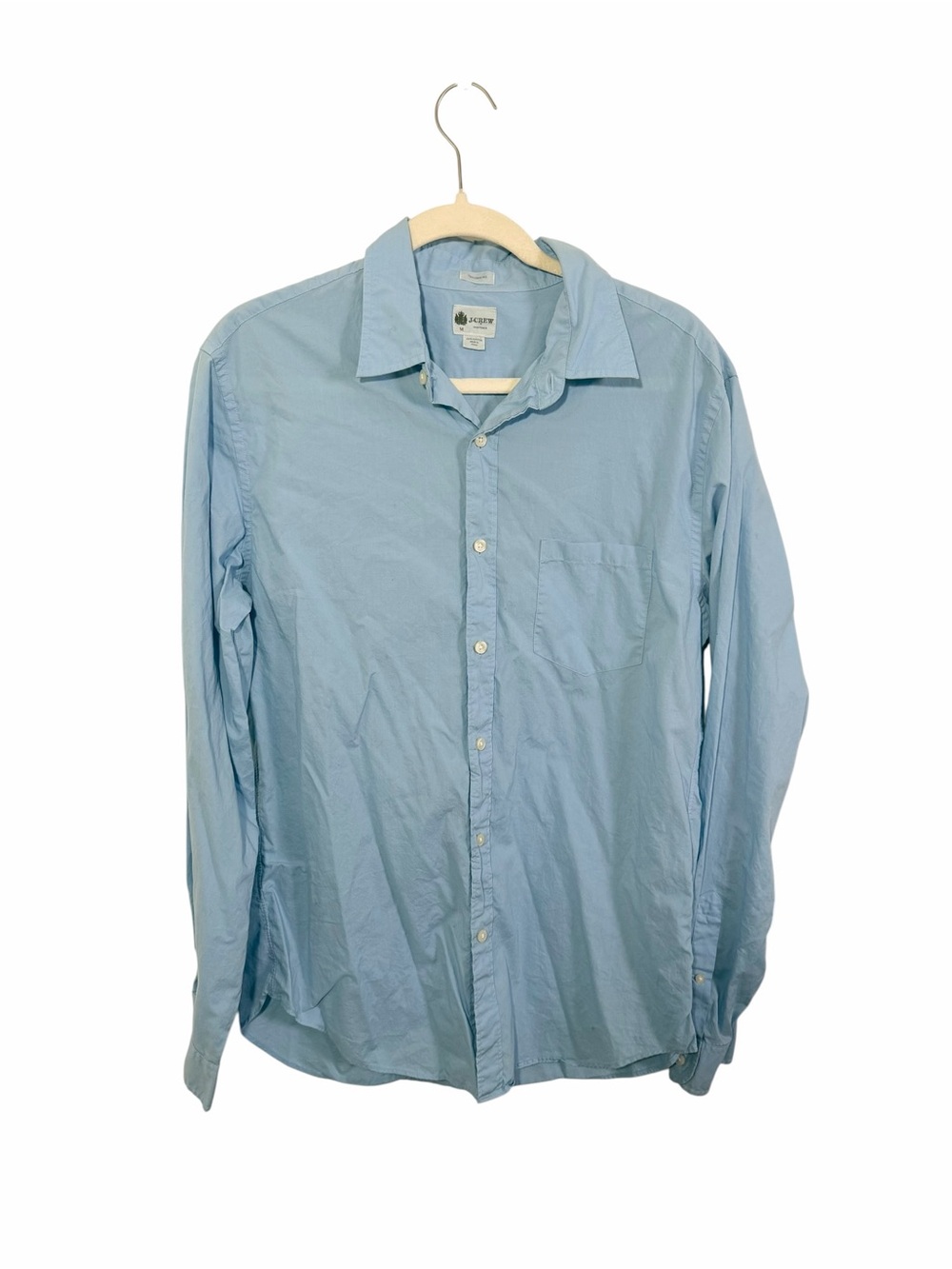J. Crew Light Blue Men's Cotton Button-Down Shirt Long Sleeve Tailored Fit